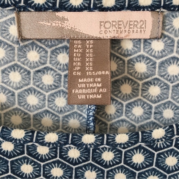 Forever 21 Blue White Crew Neck Long Sleeves Pullover Midi Sheath Dress - Picture 7 of 14